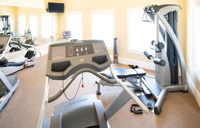 Interior view of a fitness area with exercise equipment