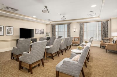 Bright common area with comfortable seating
