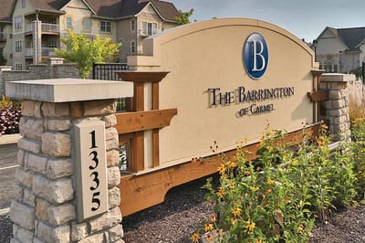 Exterior sign of The Barrington of Carmel