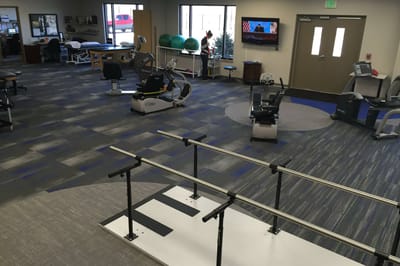 Interior view of a rehabilitation center with equipment