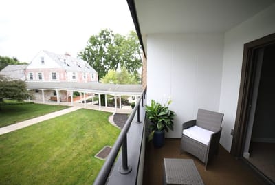 View from a balcony overlooking the grounds