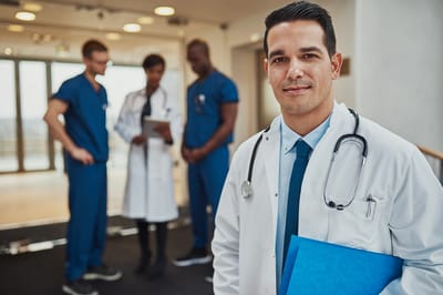 Medical staff engaging in a hospital setting