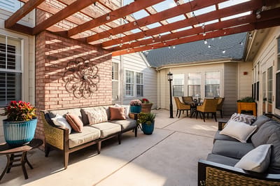 Outdoor seating area with comfortable furniture