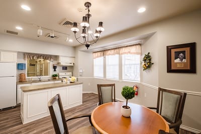 Bright and inviting kitchen area in the facility