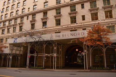 Exterior view of The Belnord building entrance