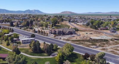 Aerial view of the assisted living facility and surroundings