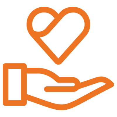 Graphic of a hand with a heart symbol