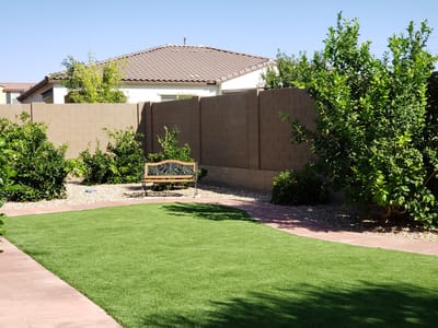 Well-maintained garden area with seating.