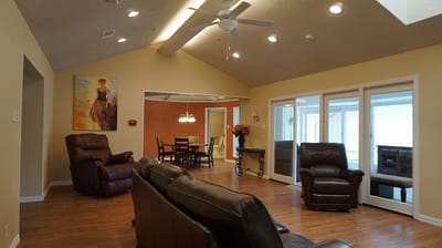Interior common area with seating and dining space