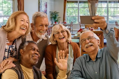 Residents happily taking a selfie in a common area