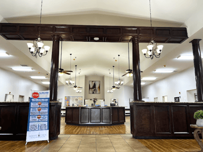 Interior view of the reception area in Marine Creek Nursing and Rehabilitation