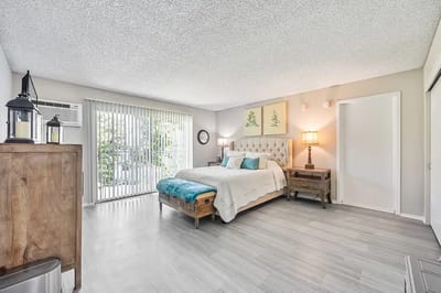 Bright and inviting resident bedroom in a senior living facility