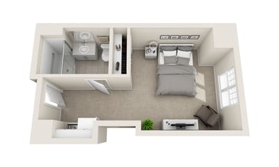 Floor plan of a private resident room