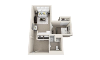 Floor plan of a one-bedroom apartment
