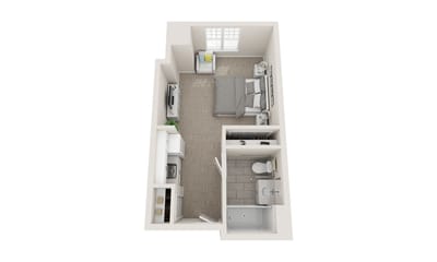 Floor plan of a private resident room