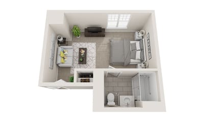 Interior layout of a private resident room