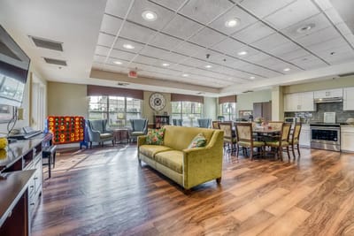 Common area with seating and natural light