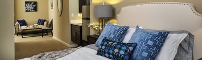 Cozy interior view of a resident's room with decor