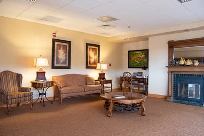 Cozy lounge area with seating and decor