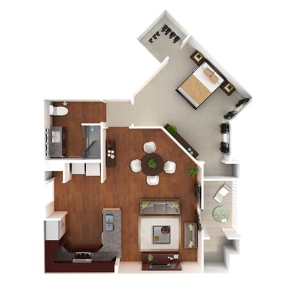 Floor plan of a one-bedroom apartment layout