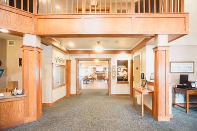 Interior view of a senior living facility lobby