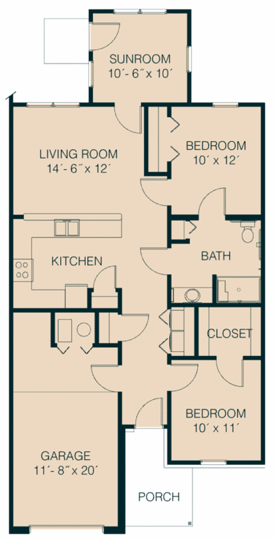 Architectural floor plan of a resident unit