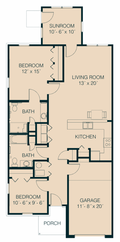 Architectural floor plan of a residence