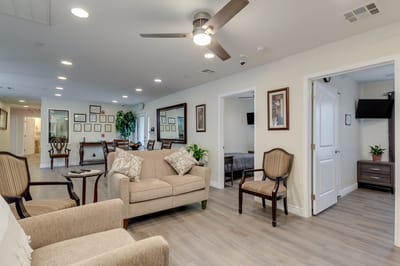 Common area with seating and dining table