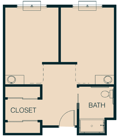 Architectural floor plan of a resident unit