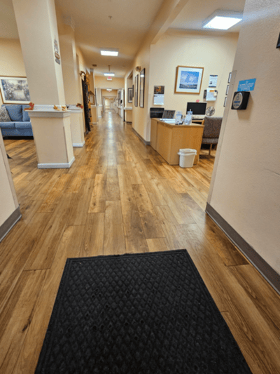 Hallway view of an assisted living facility