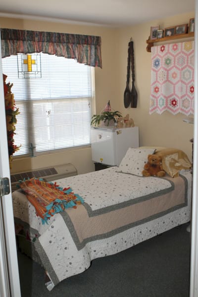 A cozy resident room with personal touches