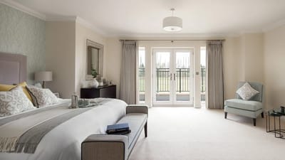 Stylish private bedroom with modern decor