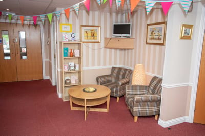 Common area with seating and decorations