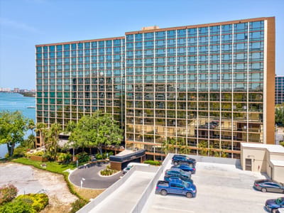 Exterior view of a large senior living facility