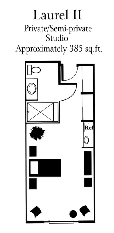 Architectural floor plan of a private studio room