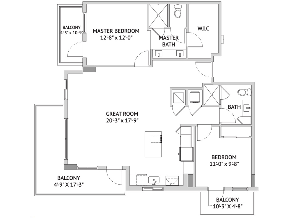 Architectural floor plan of a residential unit