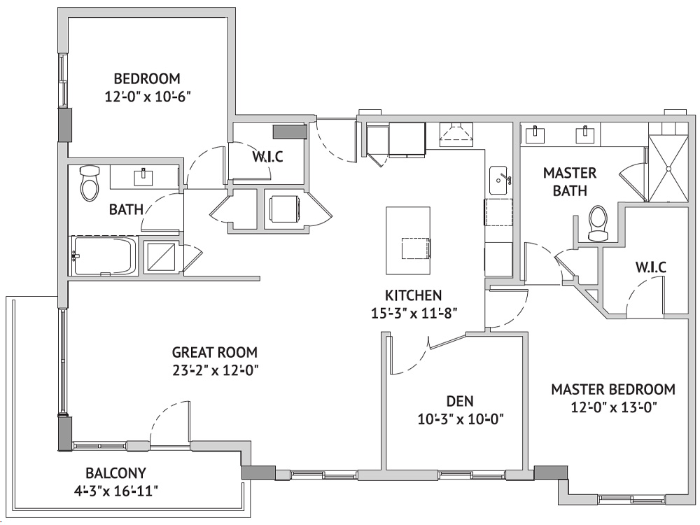 Architectural floor plan of a residential unit