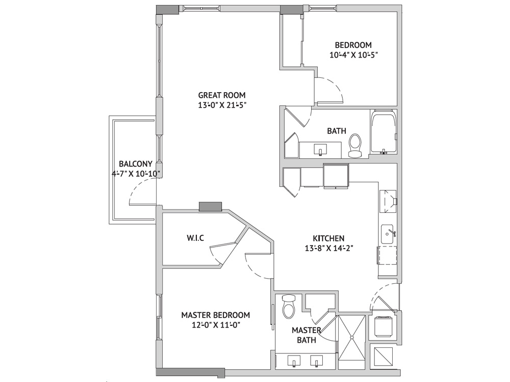 Architectural floor plan of residential unit layout