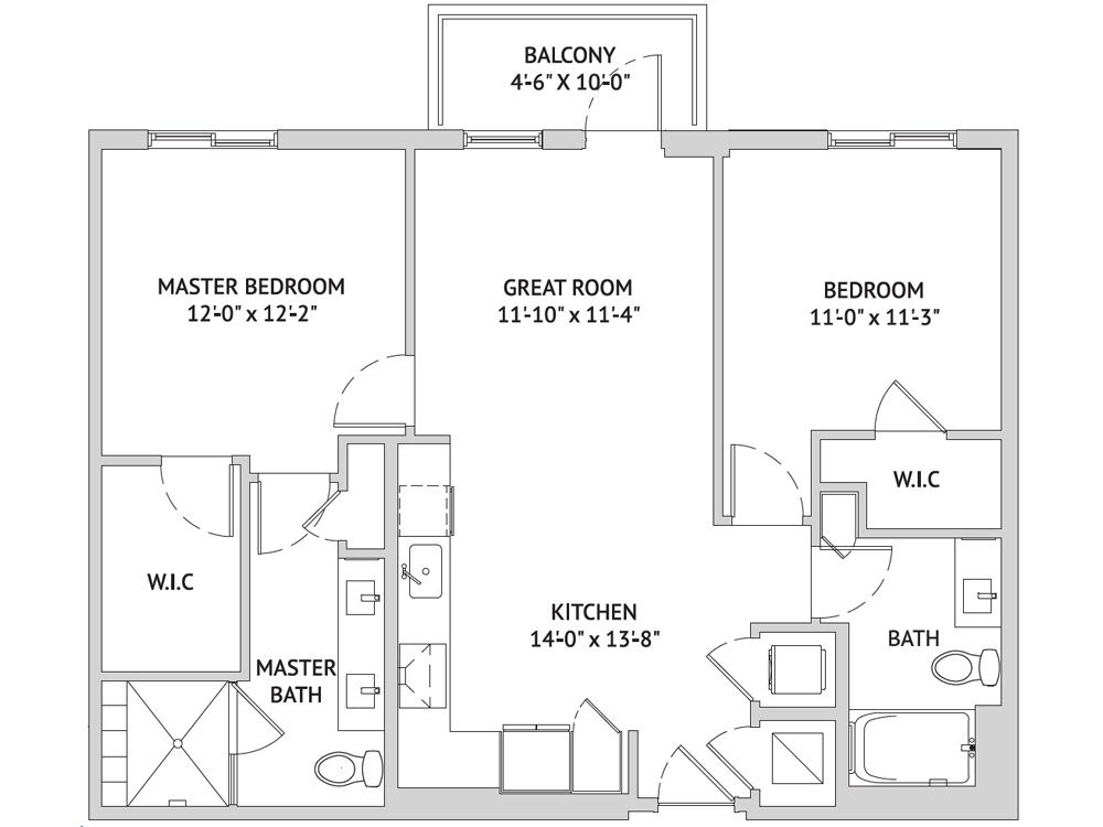 Architectural floor plan of a residential unit