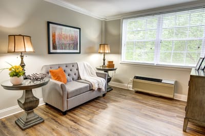 Cozy and inviting living room area with soft lighting