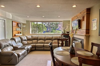 Bright and spacious common area with seating