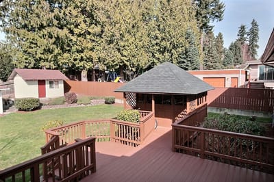 Outdoor view with a garden and gazebo