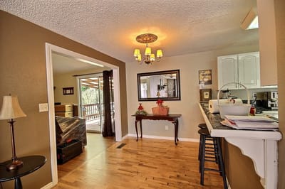 Bright interior view with dining area and lounge
