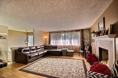 Cozy living room area with a sofa and decorations