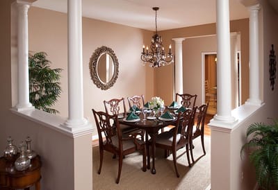 Elegant dining room set up for a meal