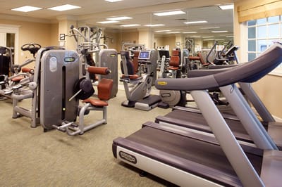 Well-equipped fitness center with exercise machines