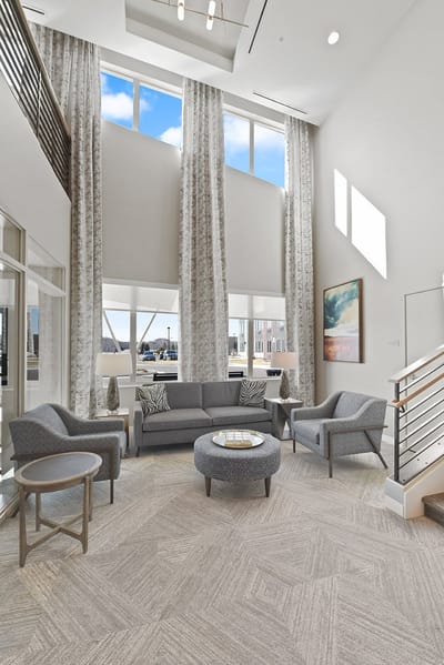 Bright common area with comfortable seating