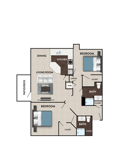 Architectural floor plan of a living unit layout