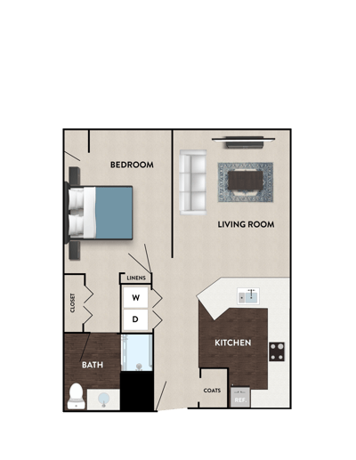 Architectural floor plan of a living space layout