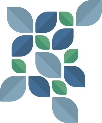 Abstract logo with green and blue leaves